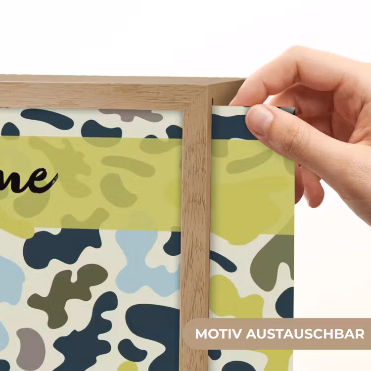 Camouflage - Groen - Blauw - Jongens - Kinderen Light Box met batterij (Wandlamp kind) middel -USP_websiteprintDE