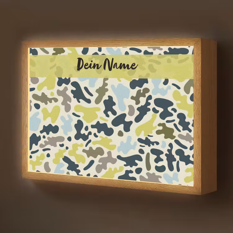 Camouflage - Groen - Blauw - Jongens - Kinderen Light Box met batterij (Wandlamp kind) middel -z3d_website