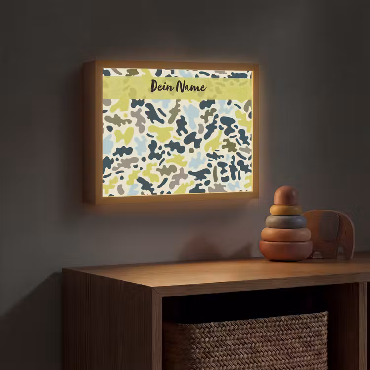 Camouflage - Groen - Blauw - Jongens - Kinderen Light Box met batterij (Wandlamp kind) middel -sfeer5_kind