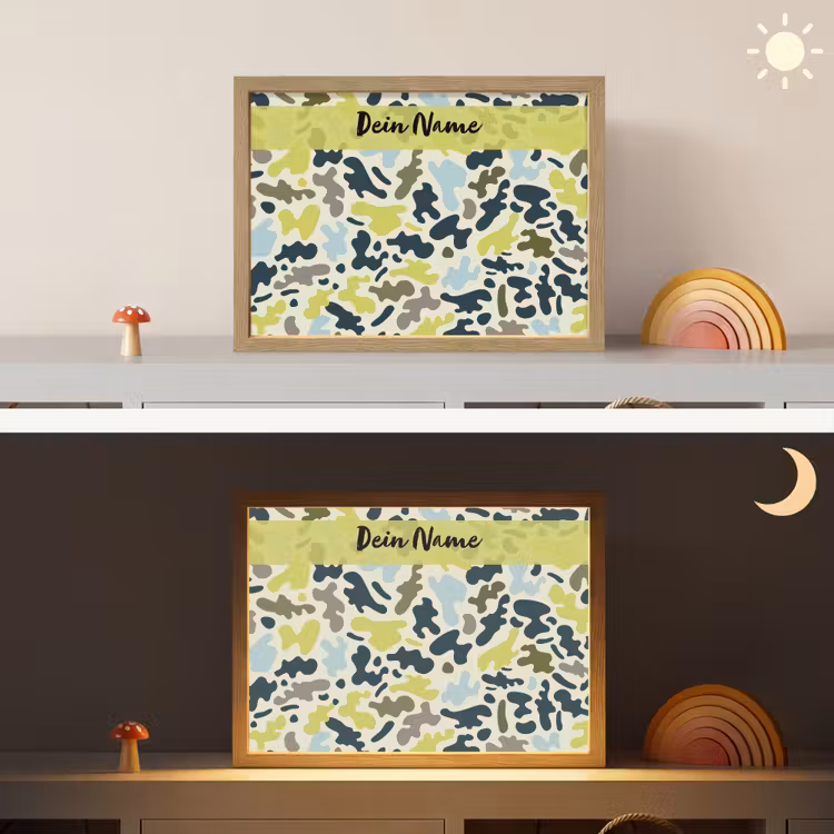 Camouflage - Groen - Blauw - Jongens - Kinderen Light Box met batterij (Wandlamp kind) middel -sfeer3_kind
