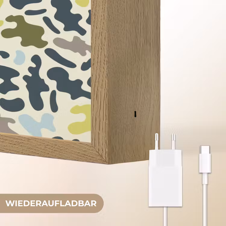 Camouflage - Groen - Blauw - Jongens - Kinderen Light Box met batterij (Wandlamp kind) middel -USP_websiteoplaadbaarDE