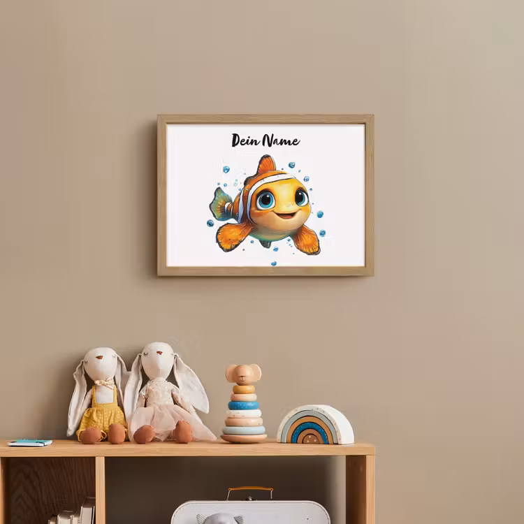 Clownvis - Oranje - Vis - Water Light Box met batterij (Wandlamp kind) middel -sfeer2_kind