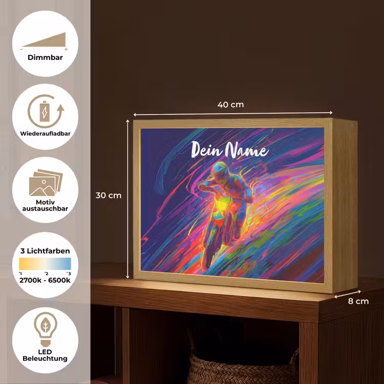 Crossmotor - Neonkleuren - Lijnen - Helm Light Box met batterij (Wandlamp kind) middel -USP_websiteoverzichtDE