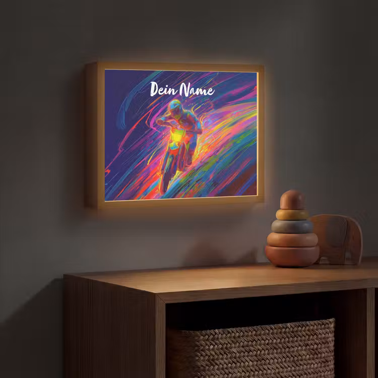 Crossmotor - Neonkleuren - Lijnen - Helm Light Box met batterij (Wandlamp kind) middel -sfeer5_kind