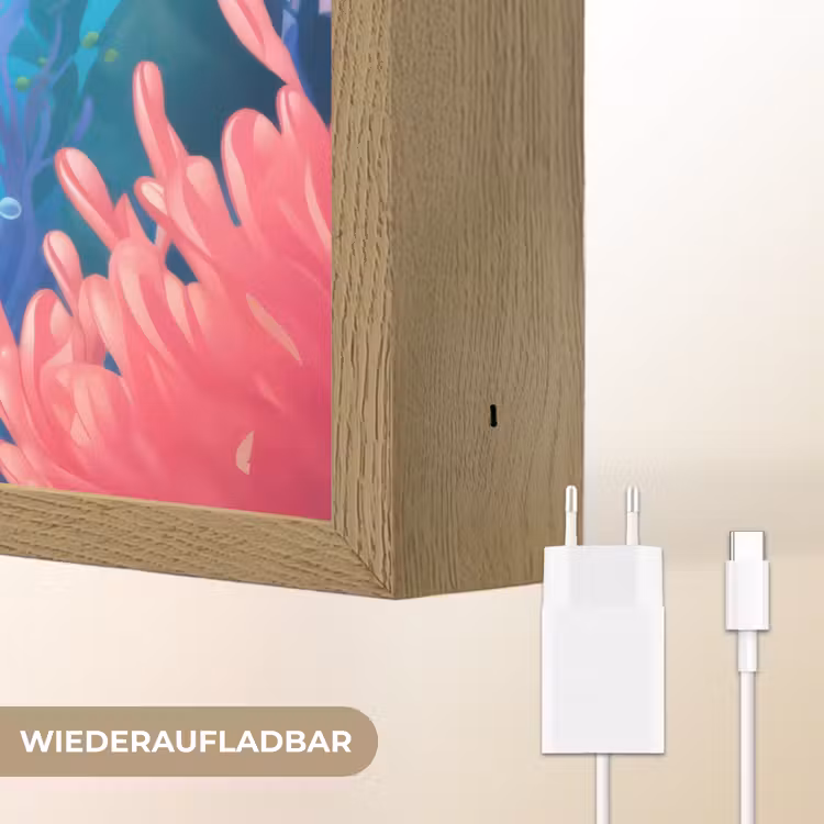 Dolfijn - Zeedieren - Onderwater - Kinderen - Meisjes Light Box met batterij (Wandlamp kind) middel -USP_websiteoplaadbaarDE