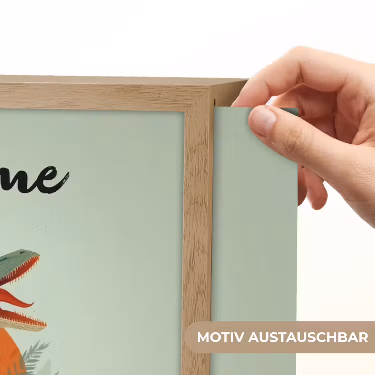 Dino - Bladeren - Grafisch - Groen Light Box met batterij (Wandlamp kind) middel -USP_websiteprintDE