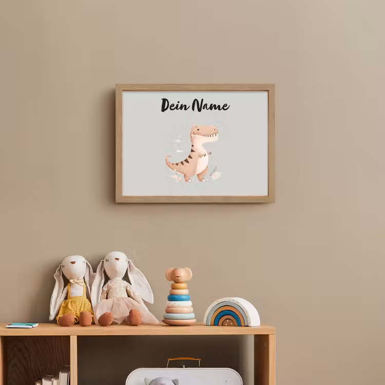 Dino - Blauw - Bloemen Light Box met batterij (Wandlamp kind) middel -sfeer2_kind