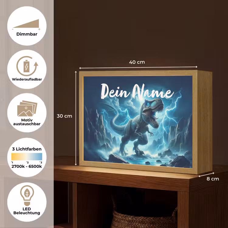 Dino - Blauw - Jongens Light Box met batterij (Wandlamp kind) middel -USP_websiteoverzichtDE