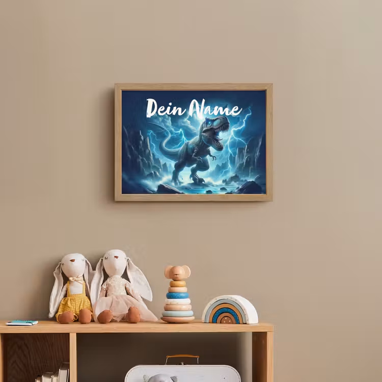 Dino - Blauw - Jongens Light Box met batterij (Wandlamp kind) middel -sfeer2_kind