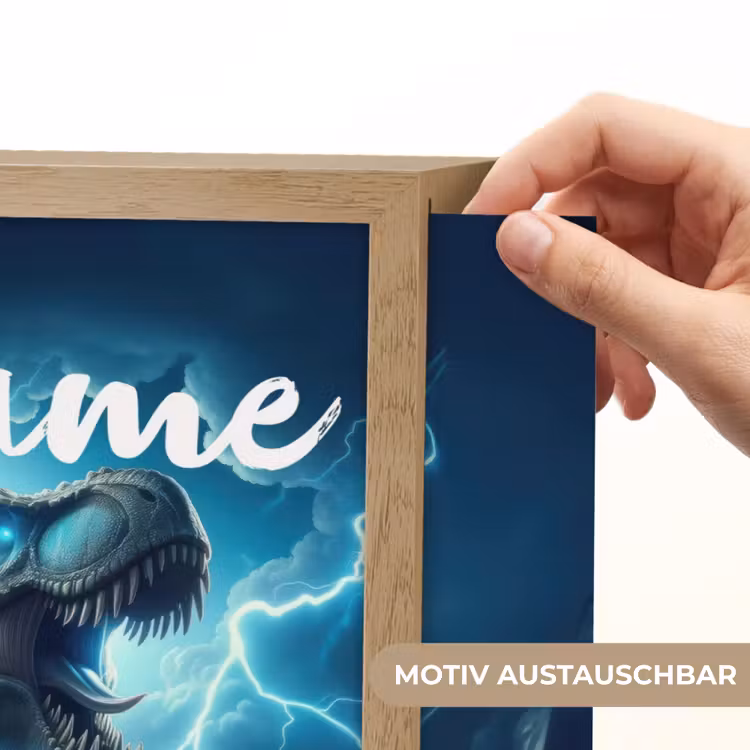 Dino - Blauw - Jongens Light Box met batterij (Wandlamp kind) middel -USP_websiteprintDE