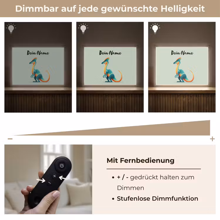 Dino - Cartoon - Oranje - Poten Light Box met batterij (Wandlamp kind) middel -USP_dimbaarDE