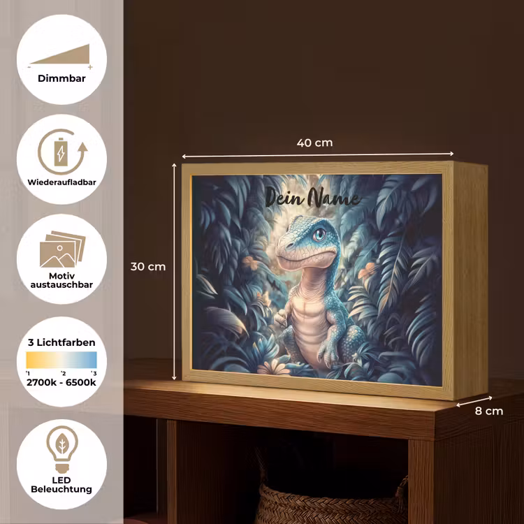 Dino - Jungle - Blauw Light Box met batterij (Wandlamp kind) middel -USP_websiteoverzichtDE