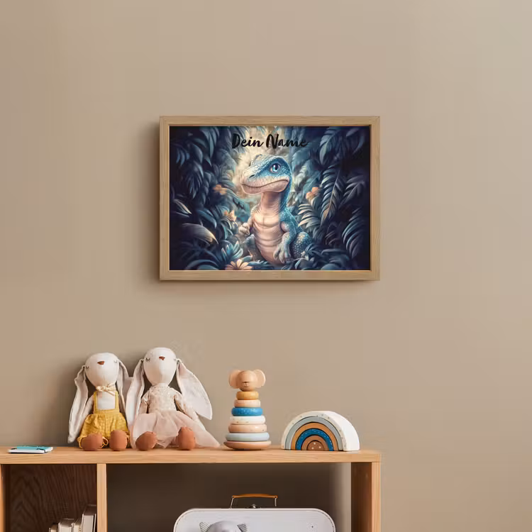 Dino - Jungle - Blauw Light Box met batterij (Wandlamp kind) middel -sfeer2_kind