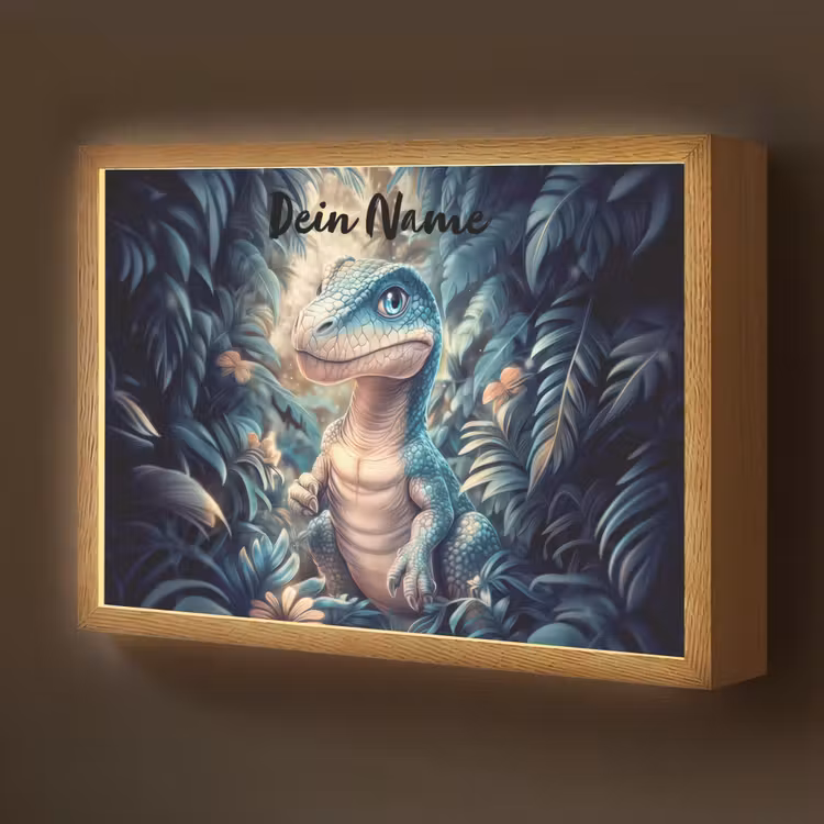 Dino - Jungle - Blauw Light Box met batterij (Wandlamp kind) middel -z3d_website