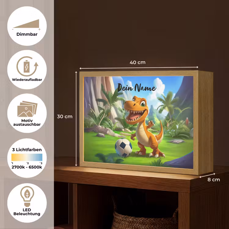 Dino - Voetbal - Groen Light Box met batterij (Wandlamp kind) middel -USP_websiteoverzichtDE