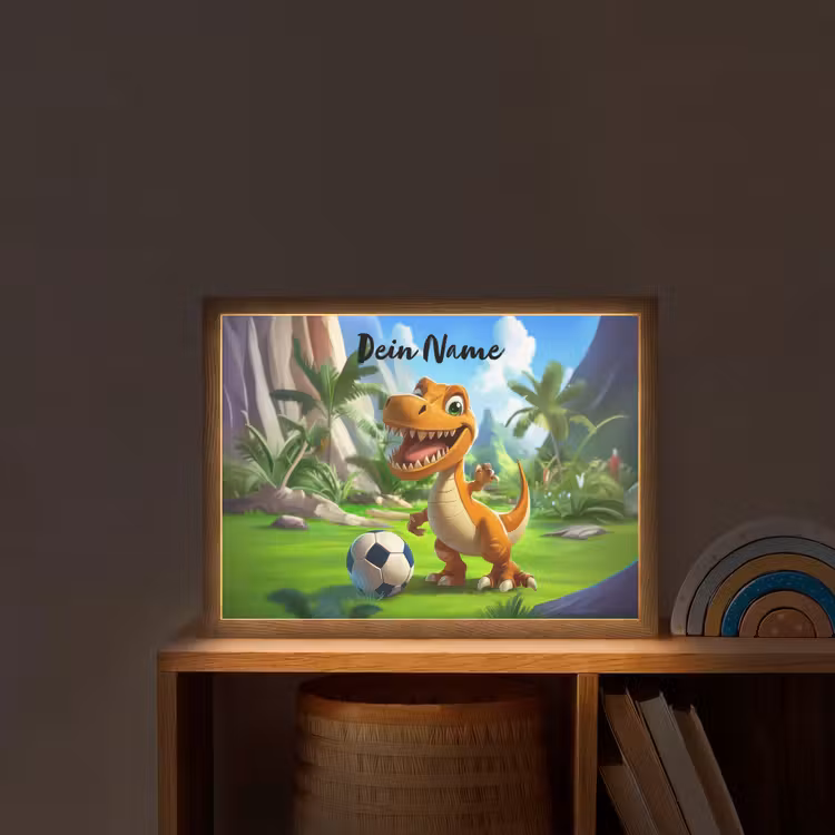 Dino - Voetbal - Groen Light Box met batterij (Wandlamp kind) middel -sfeer1_kind
