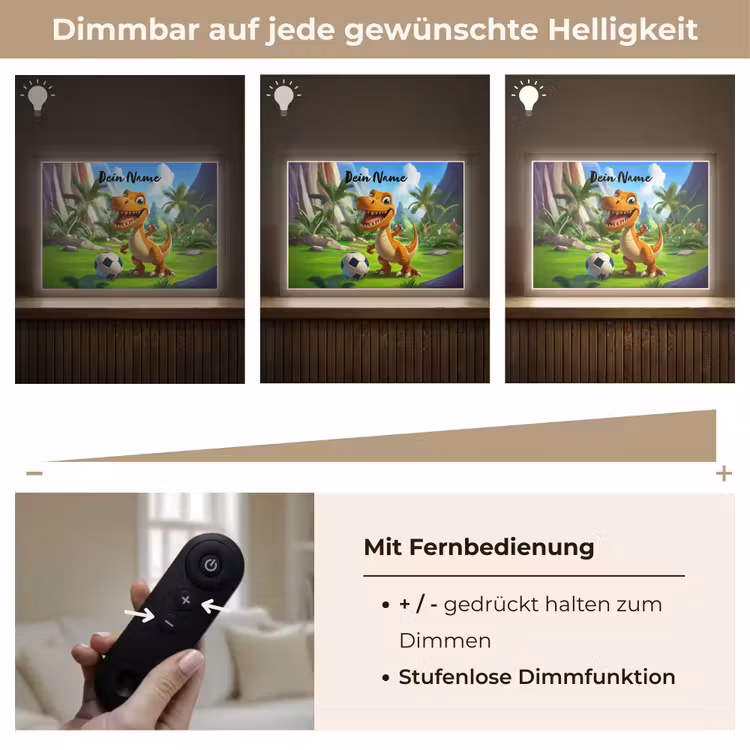 Dino - Voetbal - Groen Light Box met batterij (Wandlamp kind) middel -USP_dimbaarDE