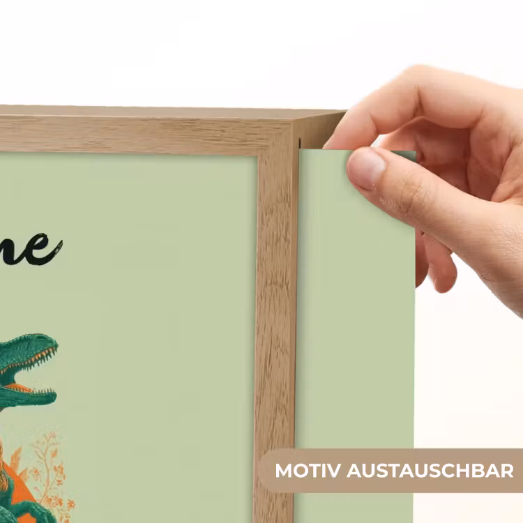 Dino - Groen - Bladeren - Cirkel Light Box met batterij (Wandlamp kind) middel -USP_websiteprintDE