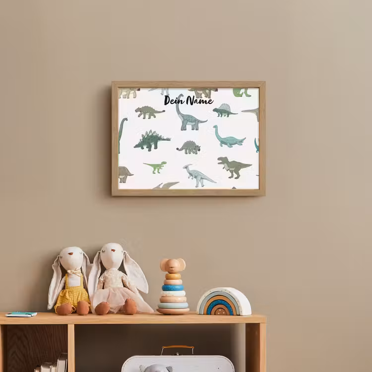 Dino - Groen - Jongens - Dinosaurus - Blauw Light Box met batterij (Wandlamp kind) middel -sfeer2_kind