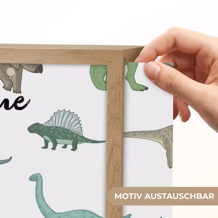 Dino - Groen - Jongens - Dinosaurus - Blauw Light Box met batterij (Wandlamp kind) middel -USP_websiteprintDE