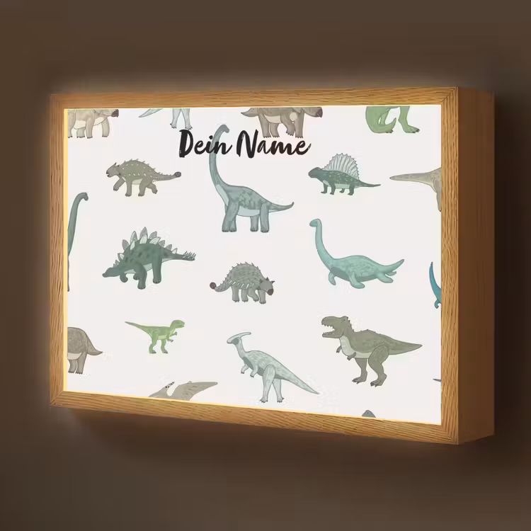 Dino - Groen - Jongens - Dinosaurus - Blauw Light Box met batterij (Wandlamp kind) middel -z3d_website