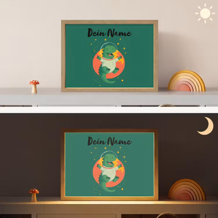 Dino - Groen - Planeet Light Box met batterij (Wandlamp kind) middel -sfeer3_kind