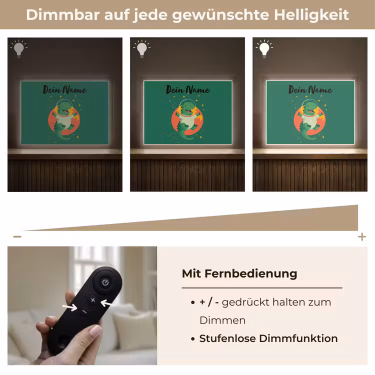 Dino - Groen - Planeet Light Box met batterij (Wandlamp kind) middel -USP_dimbaarDE
