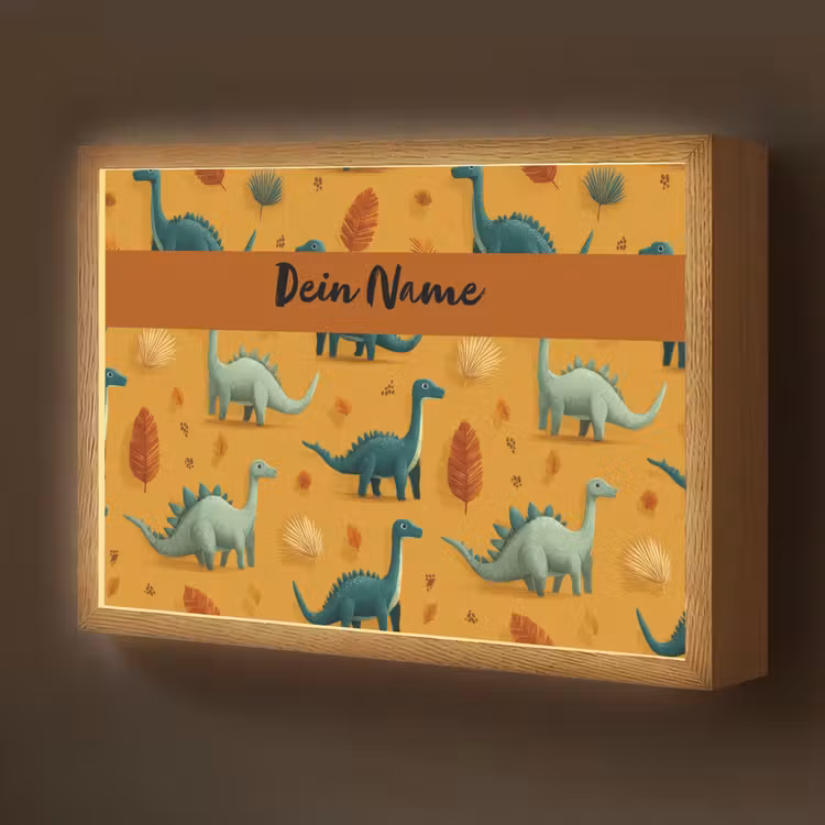 Dino - Herfstbladeren - Oranje - Patroon Light Box met batterij (Wandlamp kind) middel -z3d_website