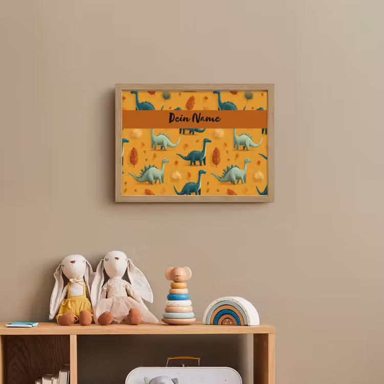 Dino - Herfstbladeren - Oranje - Patroon Light Box met batterij (Wandlamp kind) middel -sfeer2_kind