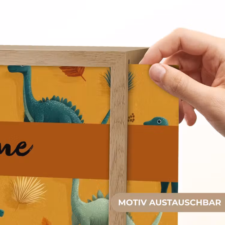 Dino - Herfstbladeren - Oranje - Patroon Light Box met batterij (Wandlamp kind) middel -USP_websiteprintDE