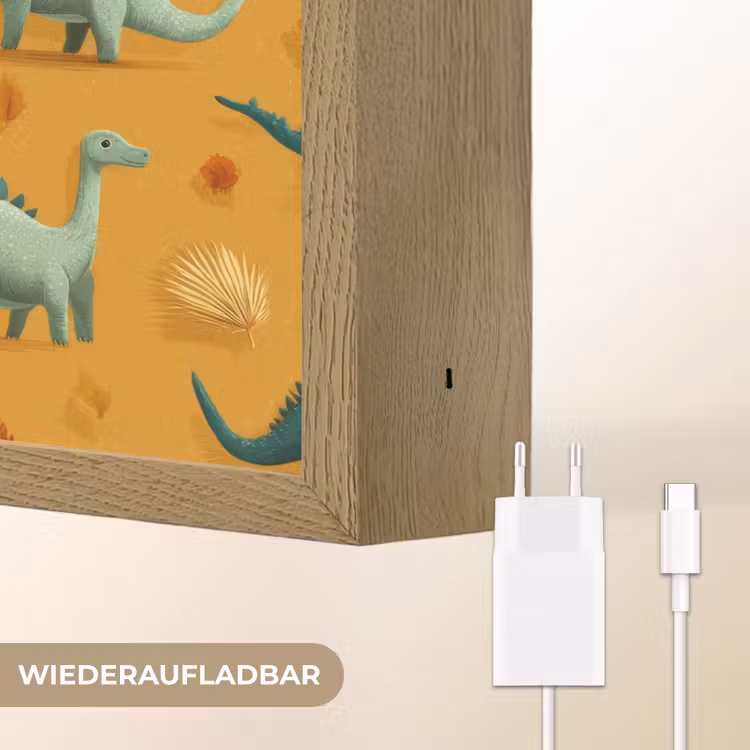 Dino - Herfstbladeren - Oranje - Patroon Light Box met batterij (Wandlamp kind) middel -USP_websiteoplaadbaarDE