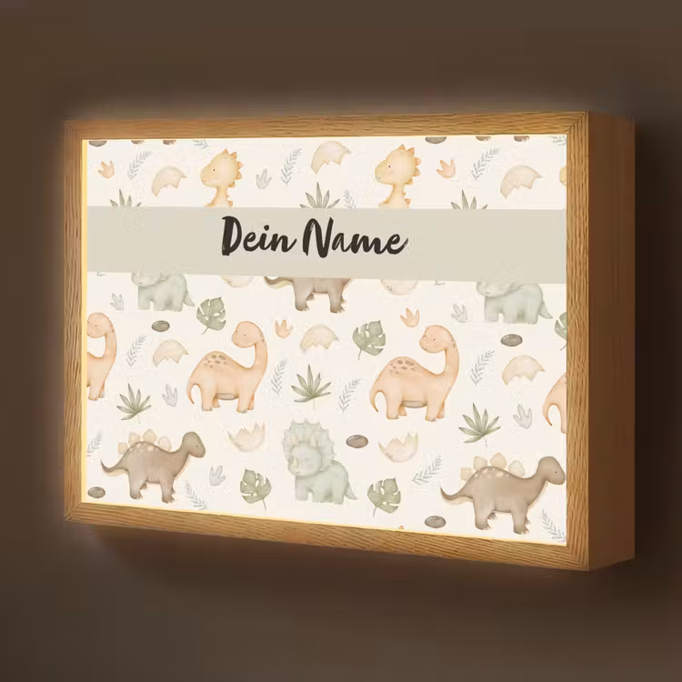 Dino - illustratie - Kleurrijk Light Box met batterij (Wandlamp kind) middel -z3d_website