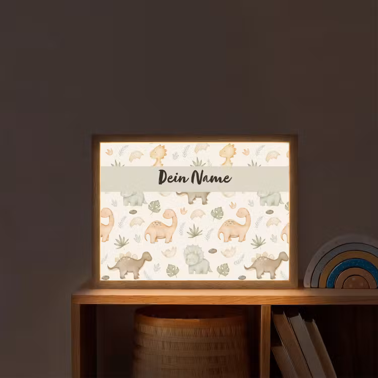 Dino - illustratie - Kleurrijk Light Box met batterij (Wandlamp kind) middel -sfeer1_kind