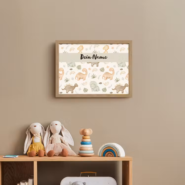 Dino - illustratie - Kleurrijk Light Box met batterij (Wandlamp kind) middel -sfeer2_kind