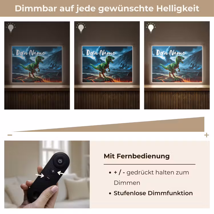 Dino - Lava - Groen - Jongens Light Box met batterij (Wandlamp kind) middel -USP_dimbaarDE