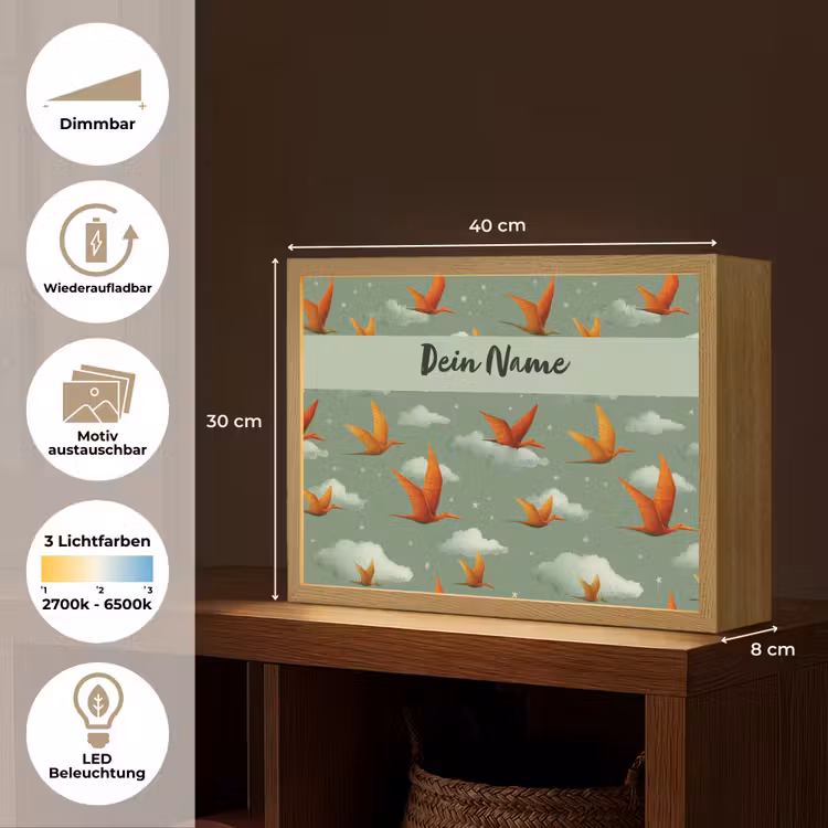 Dino - Oranje - Patroon - Wolken Light Box met batterij (Wandlamp kind) middel -USP_websiteoverzichtDE