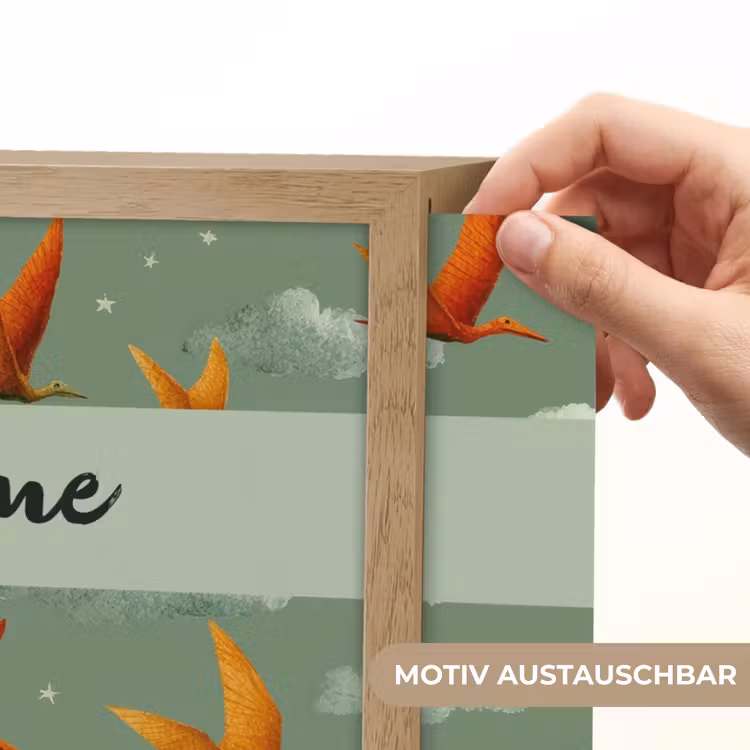 Dino - Oranje - Patroon - Wolken Light Box met batterij (Wandlamp kind) middel -USP_websiteprintDE