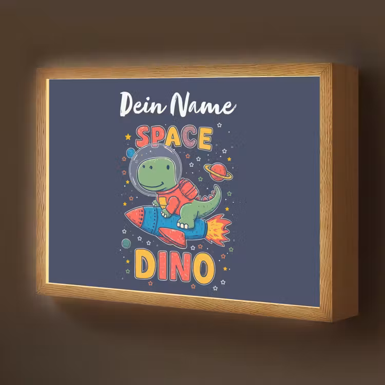 Dino - Raket - Kleurrijk Light Box met batterij (Wandlamp kind) middel -z3d_website