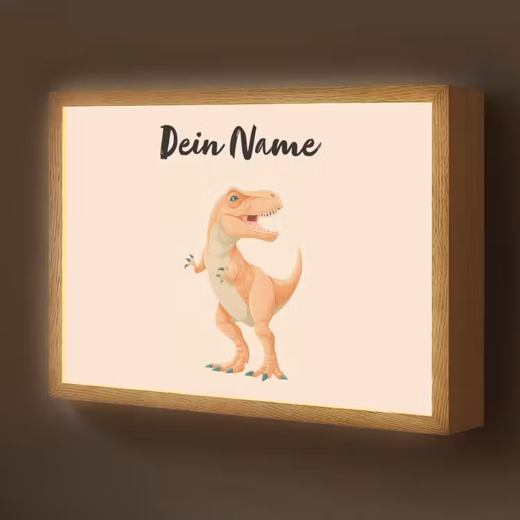 Dino - T-Rex - Oranje Light Box met batterij (Wandlamp kind) middel -z3d_website