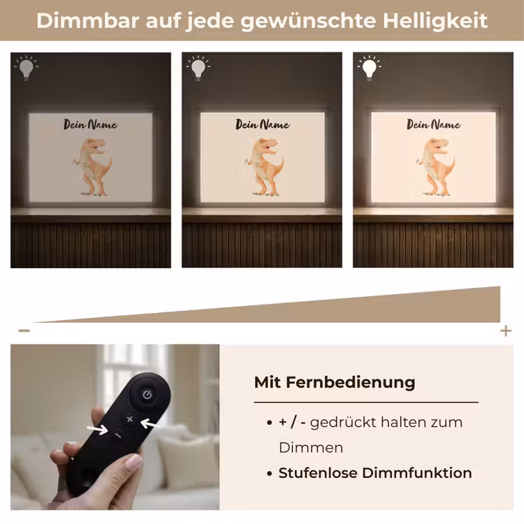 Dino - T-Rex - Oranje Light Box met batterij (Wandlamp kind) middel -USP_dimbaarDE