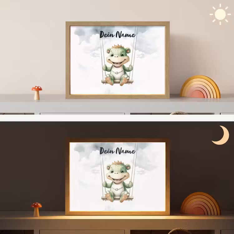 Dino - Baby dier - Kinderen Light Box met batterij (Wandlamp kind) middel -sfeer3_kind