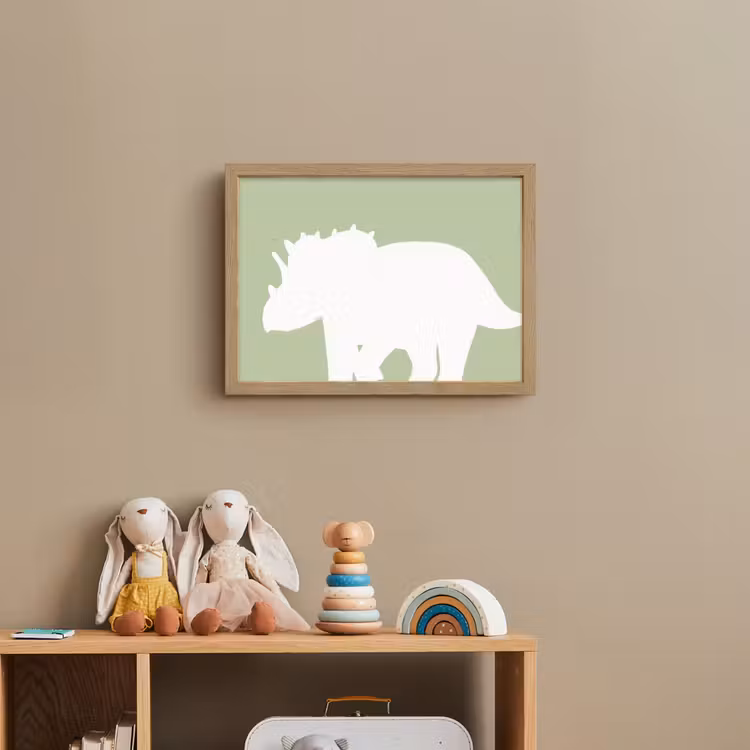 Dino - Triceratops - Dinosaurus - Groen Light Box met batterij (Wandlamp kind) middel -sfeer2_kind