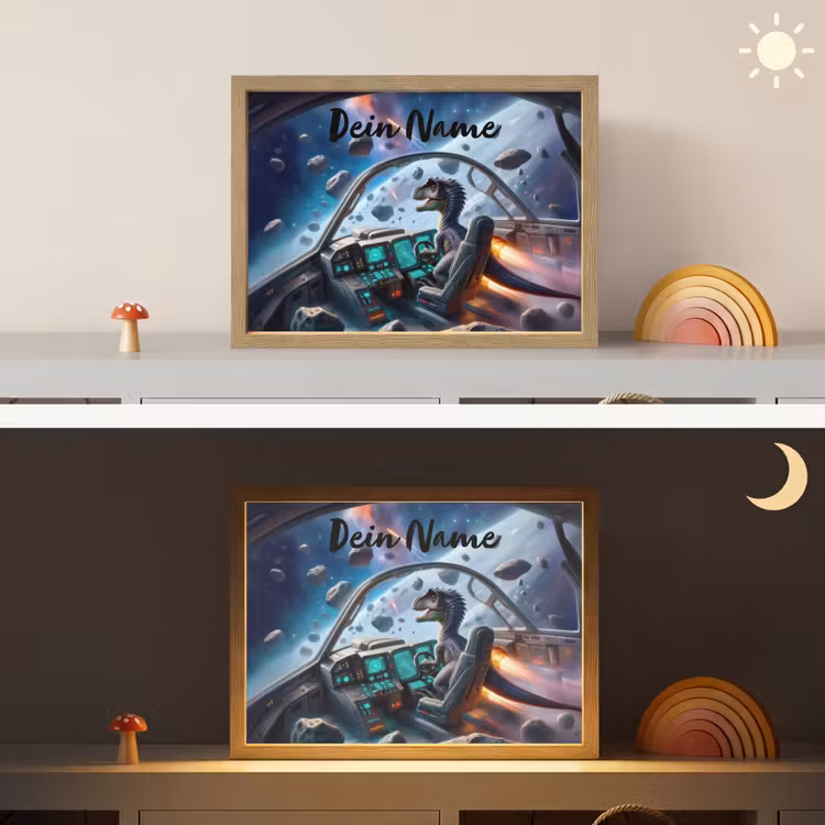 Dino - Ruimte - Jongens Light Box met batterij (Wandlamp kind) middel -sfeer3_kind