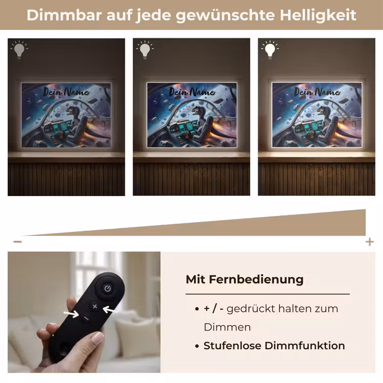 Dino - Ruimte - Jongens Light Box met batterij (Wandlamp kind) middel -USP_dimbaarDE