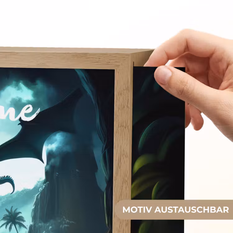 Dinosaurus - Draak - Jungle - Groen Light Box met batterij (Wandlamp kind) middel -USP_websiteprintDE