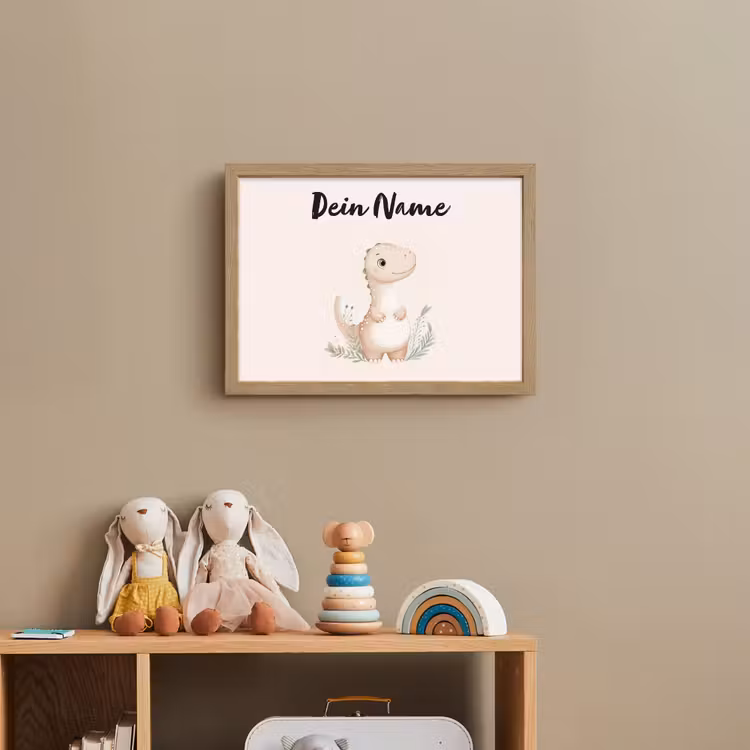 Dinosaurus - Pastel - Bladeren Light Box met batterij (Wandlamp kind) middel -sfeer2_kind
