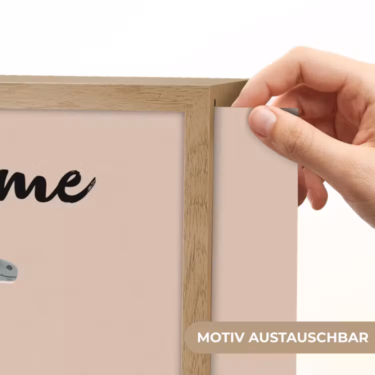 Dinosaurus - Planten - Beige - Minimalistisch Light Box met batterij (Wandlamp kind) middel -USP_websiteprintDE
