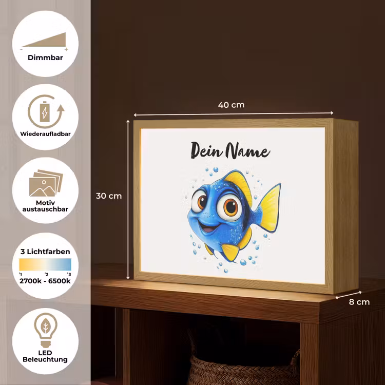 Doktersvis - Blauw - Vis - Spetters Light Box met batterij (Wandlamp kind) middel -USP_websiteoverzichtDE