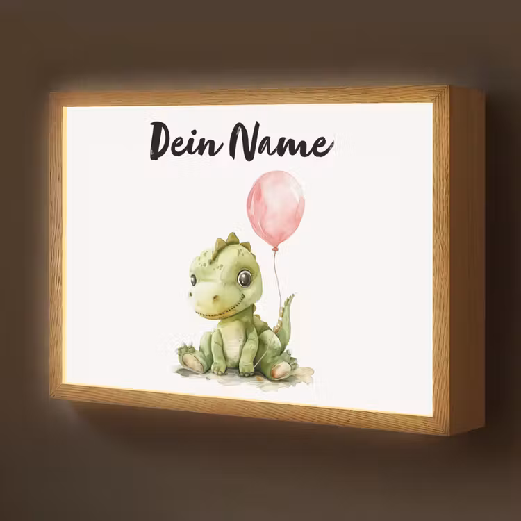 Draak - Baby dier - Roze ballon Light Box met batterij (Wandlamp kind) middel -z3d_website