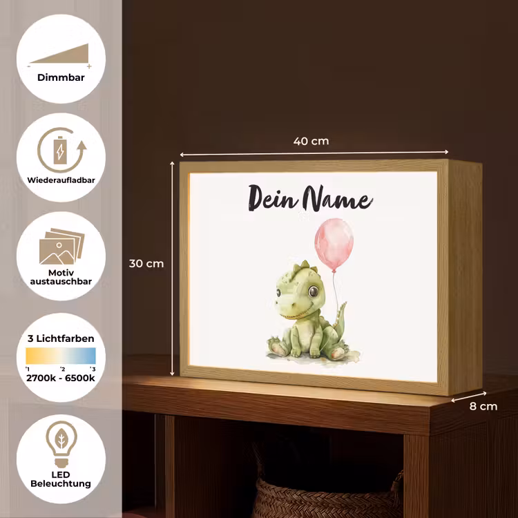 Draak - Baby dier - Roze ballon Light Box met batterij (Wandlamp kind) middel -USP_websiteoverzichtDE
